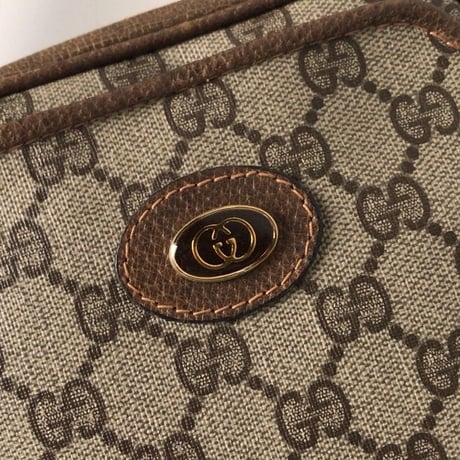 GUCCI グッチ  オールドグッチ  GGプラス コーティングキャンバス ポシェット ミニショルダー バッグ ブラウン  ヴィンテージ  中古美品