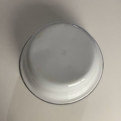 KIYOSU enameled ware キヨス ホーロー 洗面桶 36cm 大きめの洗面器 白/紺 ヴィンテージ デッドストック品 made in japan