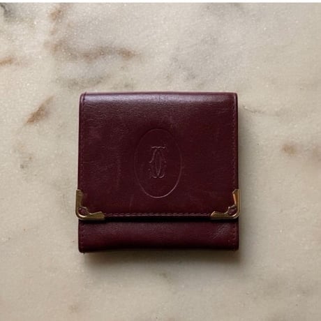Cartier カルティエ マストライン フラップ型ミニコインケース マスト L3000464 ボルドー レザー 中古 小銭入れ アクセサリーケース