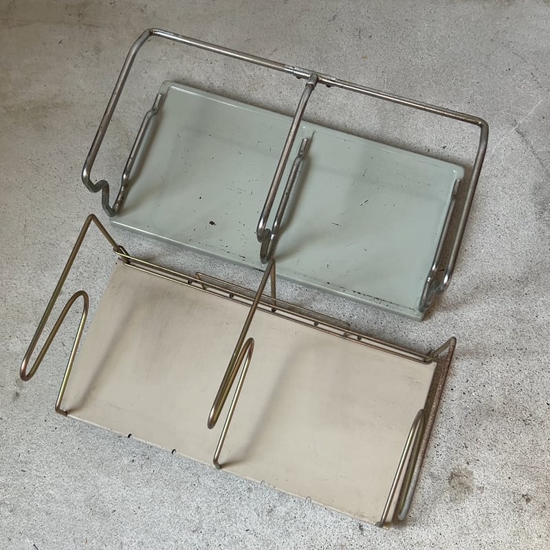 70s ヴィンテージ スチールブックスタンド 可動式卓上本立て