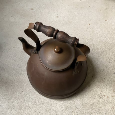 ヴィンテージ コッパーケトル  スペシャルエイジング マットブロンズ 古銅 黒ヤケ ターガス同デザイン 刻印無し アンティークケトル 純銅 銅やかん 古い薬缶 良品