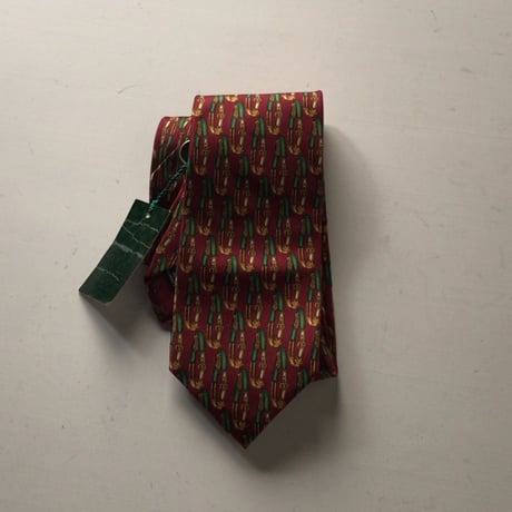 GUCCI オールドグッチ ヴィンテージ ネクタイ タグ付きデッドストックベルト総柄  ボルドー シルク100% 未使用品