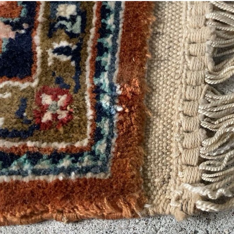 ペルシャ絨毯 玄関マット ブラウン/ネイビー 93×63cm ポシティー