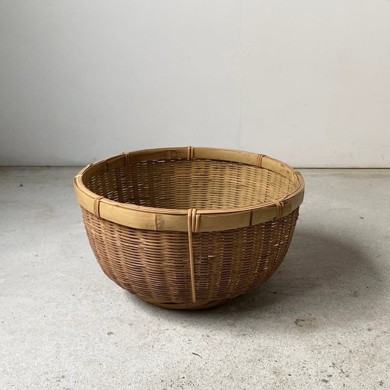 ◇昭和レトロ 竹かご 籠飯器 朝茶事 竹飯器 直径約21㎝ 飯器 竹細工