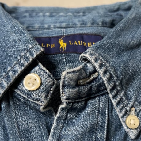RALPH LAUREN ラルフローレン デニムシャツ シャンブレーシャツ ボタンダウン ポニー刺繍  size SP  POLO ポロ 中古美品