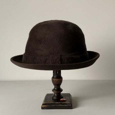 Borsalino ボルサリーノ  オールドボルサリーノ ヴィンテージハット 山高帽 中折れ帽 ソフト帽 ダークブラウン  ユニセックス実寸頭周約56.5cm ツバ短め グッドバランス