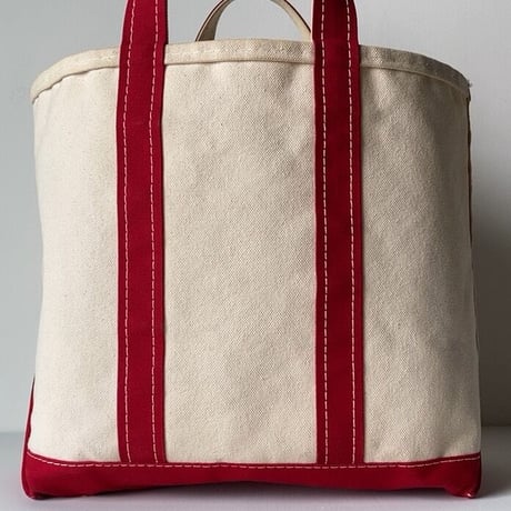LLBean (オールド エルエルビーン) 80sミディアム トート ボートアンドトートキャンバス  レッド/キナリ  ヴィンテージ トートバッグ 鞄  made in usa
