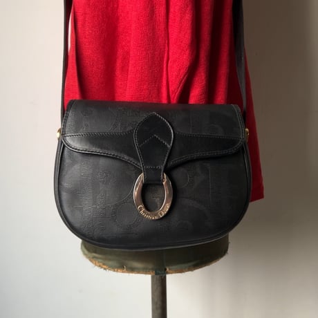 Dior オールドディオール クリスチャンディオール  レザーのショルダーバッグ ブラック ヴィンテージディオール 中古良品