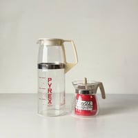 PYREX パイレックス 縦ロゴ 耐熱ガラス クールサーバー 1.2L ＋ ティーポット  2点セット 70〜80s ヴィンテージキッチンツール
