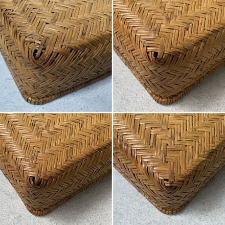 小さい竹行李33cm  昭和期  竹編みの道具箱 レターケース 古籠 古箱 竹工芸 古民藝