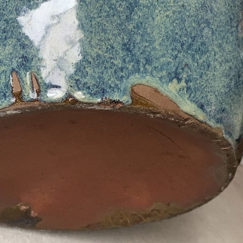 古い大火鉢 幅46cm 海鼠(なまこ)釉 瑠璃釉 深海色 メダカ鉢 睡蓮鉢