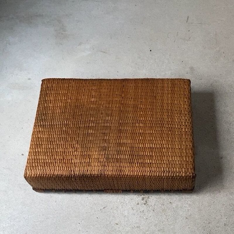 縁有り小型柳行李 平箱 幅約45cm 道具箱 ヤケ感良好 古い工芸品 古民藝