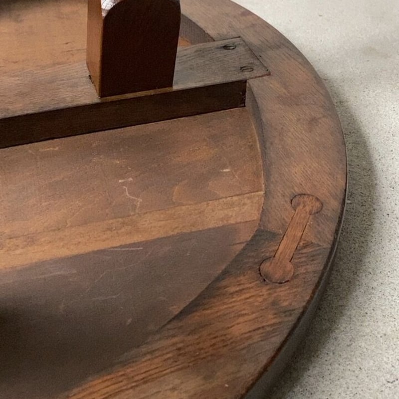 楢材 丸テーブル　ラウンドテーブル コーヒーテーブル 古家具 アンティーク アンティーク コーヒーテーブル 円形テーブル 丸テーブル 楢材フレーム