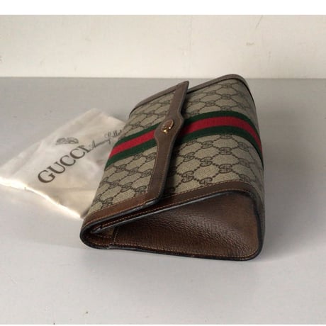 GUCCI オールドグッチ セカンドバッグ クラッチバッグ GG柄 コーティングキャンバス 保存袋付き 16.001.44 中古美品　ヴィンテージバッグ