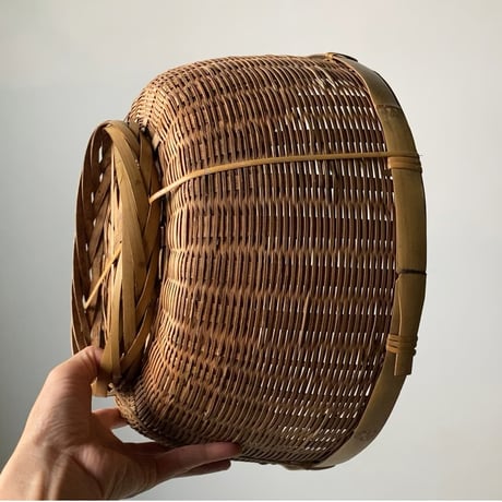 古い竹編みの飯籠 めしかご 水切り籠 野菜籠  幅約34cm 目飛び無くコンディション良好