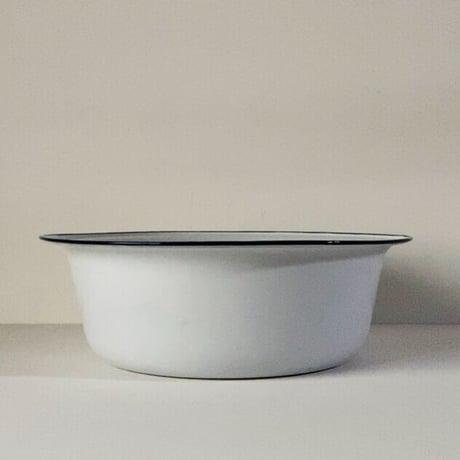 KIYOSU enameled ware キヨス ホーロー 洗面桶 36cm 大きめの洗面器 白/紺 ヴィンテージ デッドストック品 made in japan