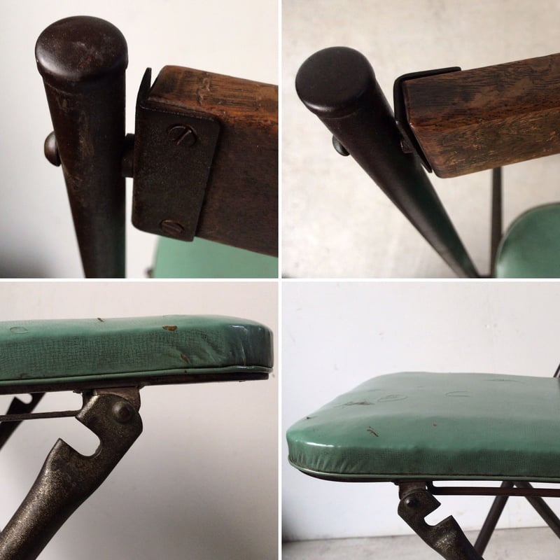 ヴィンテージ 折りたたみ椅子 スチール/ウッド/ コーティング