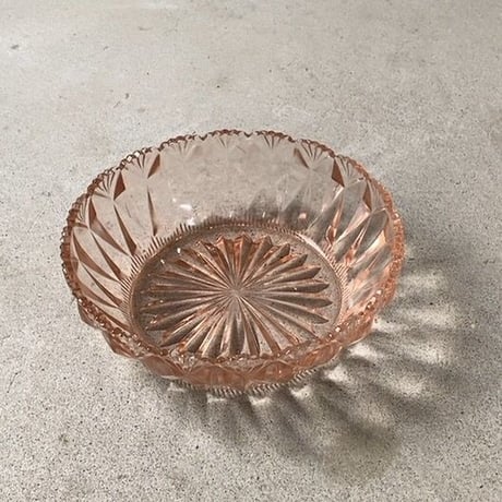 松坂屋 ヴィンテージ プレスガラス 菓子器. ガラス器 幅約20cm 大鉢 素麺器 大正〜昭和初期 アンティーク 気泡ガラス ゆらゆら硝子 デッドストック 完品