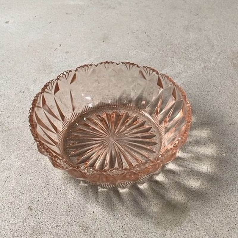 ヴィンテージ ガラスと金属の工芸品 松坂屋 ヴィンテージ プレスガラス 菓子器. ガラス器 幅約20cm 大鉢