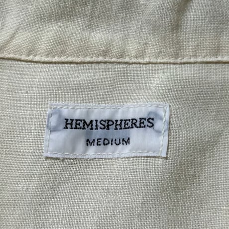 HEMISPHERES エミスフェール  80s90sヴィンテージ オープンカラー リネンシャツ ライトイエロー フレンチアイビー フレンチトラッド mensM 良品