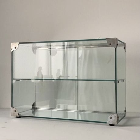 ヴィンテージ ショーケース  古い小型ガラスケース  幅約46cm フレームレス  シンプルデザイン  昭和期 陳列棚 店舗什器 良品