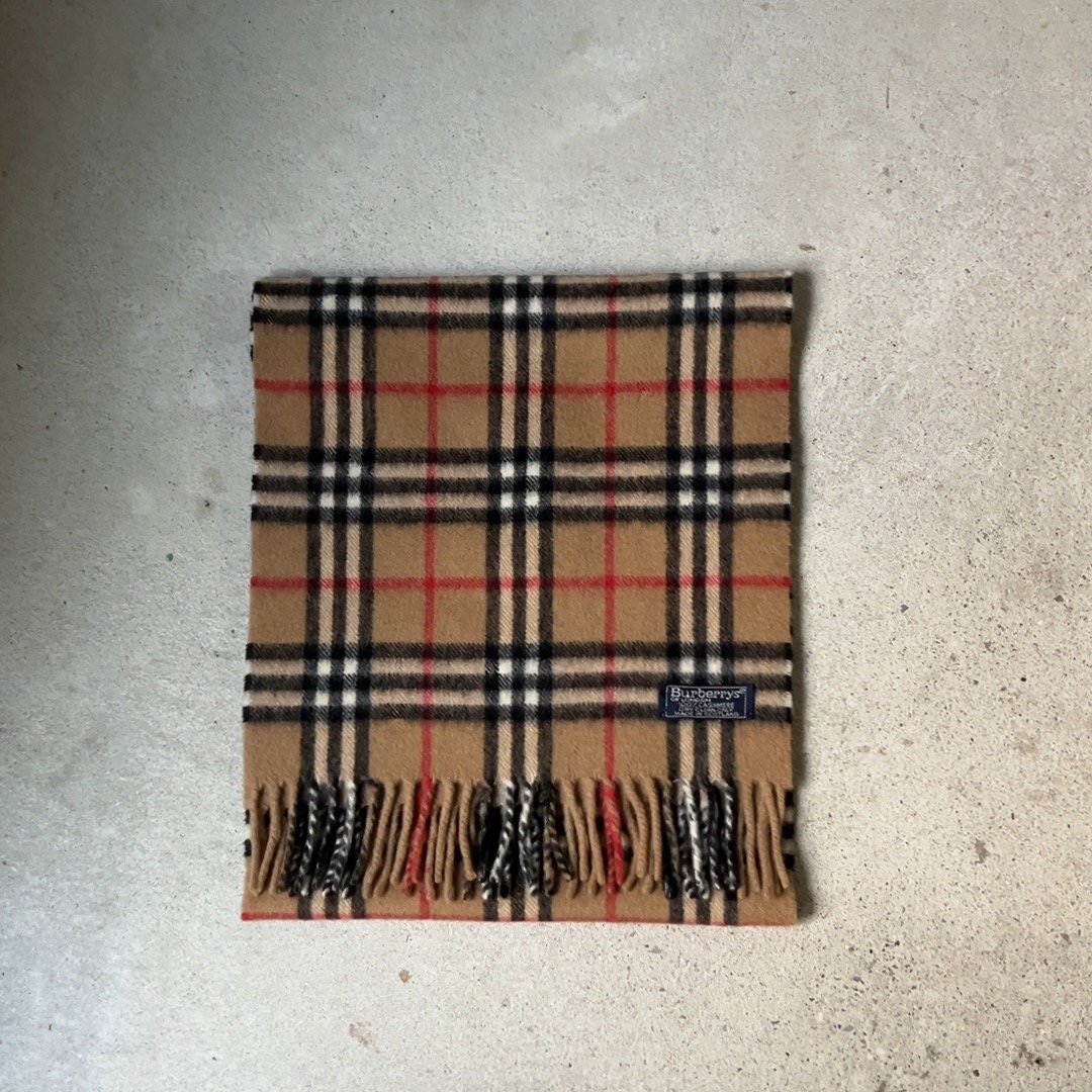 未使用級✨バーバリー マフラー ノバチェック カシミヤ100％ 英国製 ベージュ 中古】バーバリー ノバチェック マフラー カシミヤ ベージュ