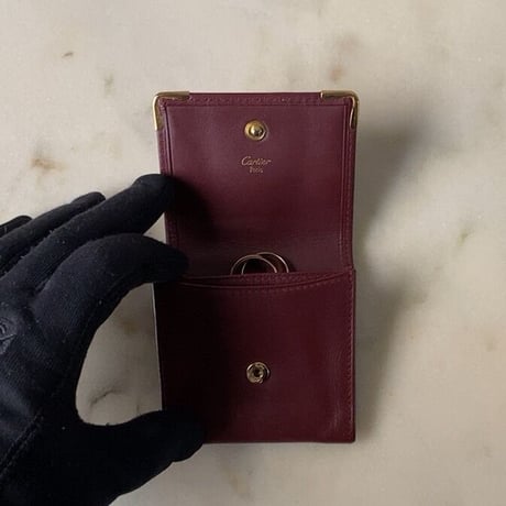 Cartier カルティエ マストライン フラップ型ミニコインケース マスト L3000464 ボルドー レザー 中古 小銭入れ アクセサリーケース