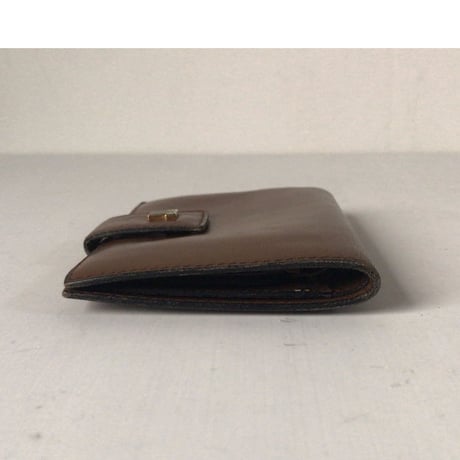 LANVIN ランバン  2つ折りコンパクトガマ口財布 ウォレット  レザー　ブラウン/ゴールド金具  ヴィンテージ オールドランバン