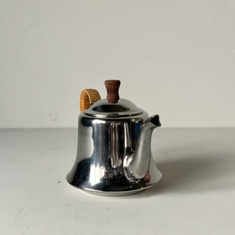 YUKIWA ユキワ  ナポレオンケトル　0.6L ステンレス ミニポット 薬缶 急須 茶器 藤巻 木製無垢摘み 美品範疇