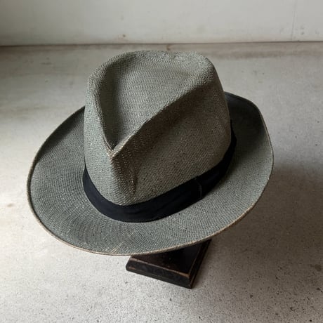 Colombia panamahat ヴィンテージ パナマハット ユニセックス 頭周約55.5cm 水色 ブルーグレー 編み帽子 中折れ帽 麦わら帽子