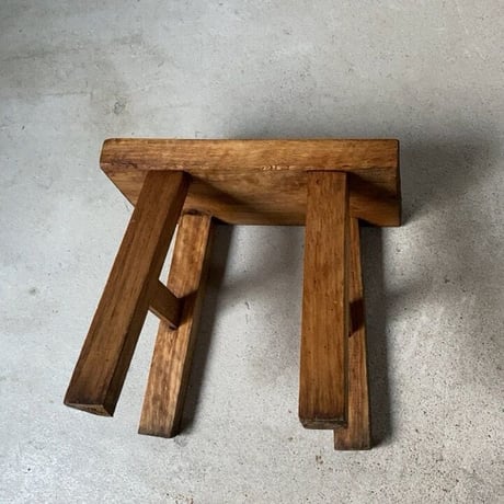 80〜90s 大阪民藝館販売品 木工腰掛け 作業椅子 踏台 ステップ  ヴィンテージクラフトチェア 木の椅子 木の台