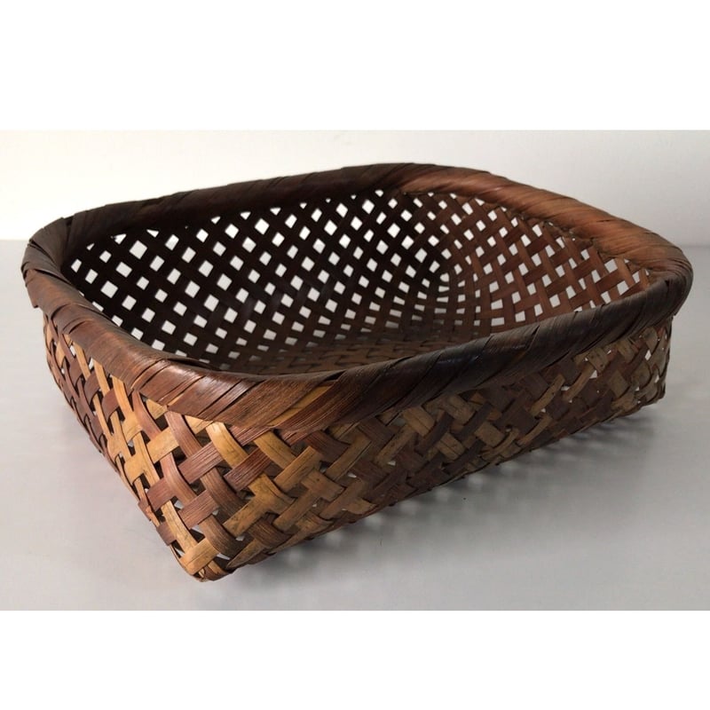 アンティーク 竹かご 頑丈な民藝籠 伝統工芸 手仕事 万能籠 古道具