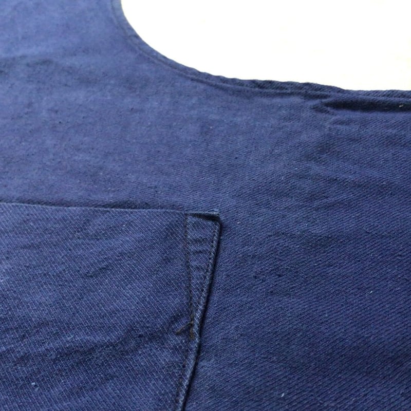 ビンテージ デニムエプロン 濃紺 DIY 料理 ギャルソン 5ポケット DIYを