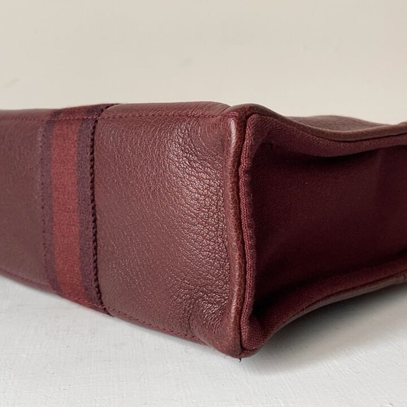 HERMES エルメス フールトゥ PM レザー/キャンバス ボルドー 赤茶 中古  