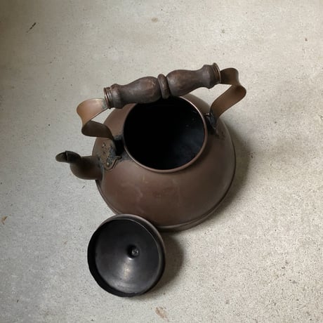 ヴィンテージ コッパーケトル  スペシャルエイジング マットブロンズ 古銅 黒ヤケ ターガス同デザイン 刻印無し アンティークケトル 純銅 銅やかん 古い薬缶 良品