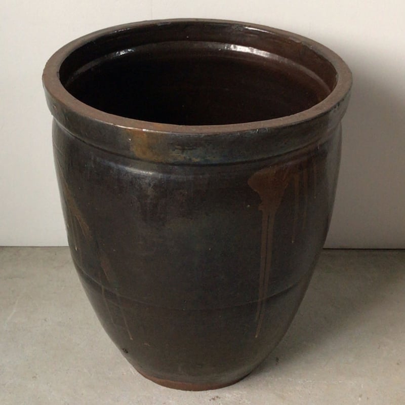 【激レア】六代　走波　壺　花瓶　レトロ　33cm 古い水瓶 民藝壺 ・甕 (高さ約42cm幅約35cm) メダカ鉢 睡蓮 ハス