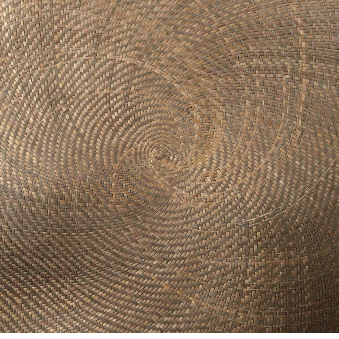 パナマ座布団 台湾製 本パナマ円形座布団 昭和中期 民藝 素朴な民具 丸