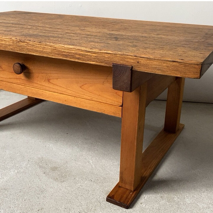 アンティーク 無塗装 引き出し付き 木製 文机 古家具 ラワン材 アンティーク 無塗装 引き出し付き 木製 文机 古家具 ラワン材