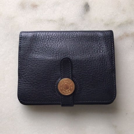 HERMES エルメス  ドゴンコンパクト  コインケース   トゴ   ブラック／ゴールド金具   □A刻印  中古