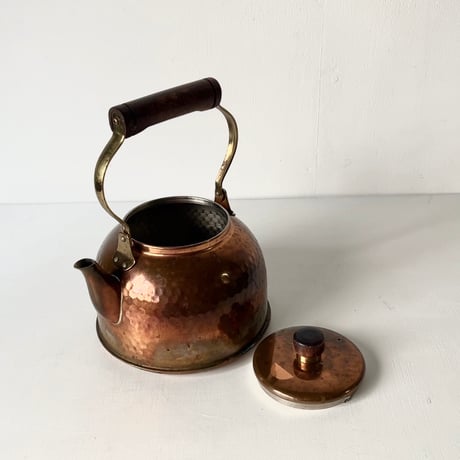 COPPER100 HOMEWARE 新光金属 コッパー100 ホームウェア 純銅ケトル 銅製やかん  木製ハンドル 木製摘み 槌目素地 USED