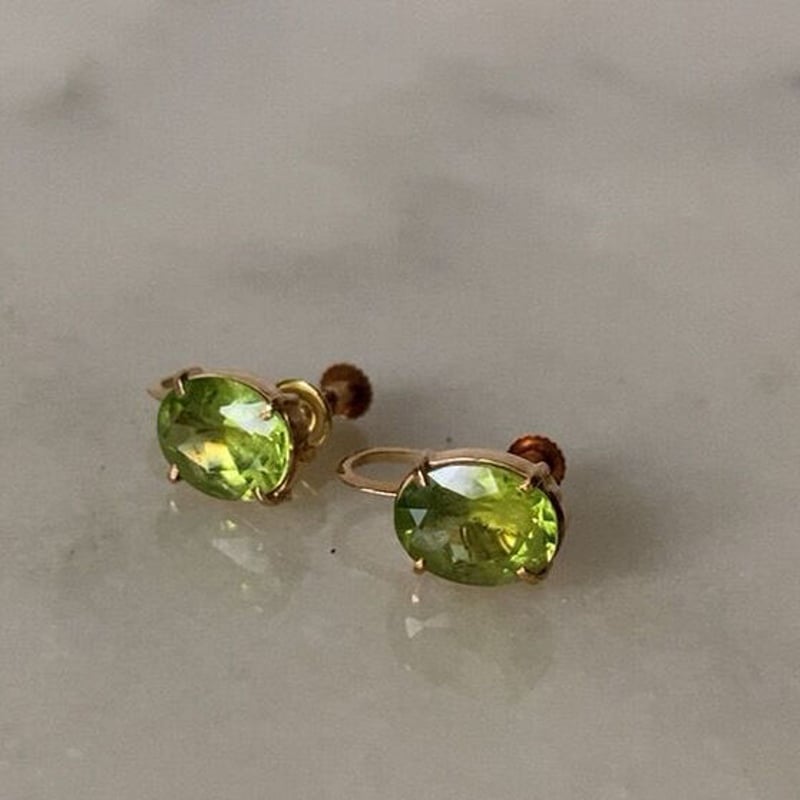 TENSHODO 銀座天賞堂 ペリドットK18YG イヤリング 総重量2.0g オールド