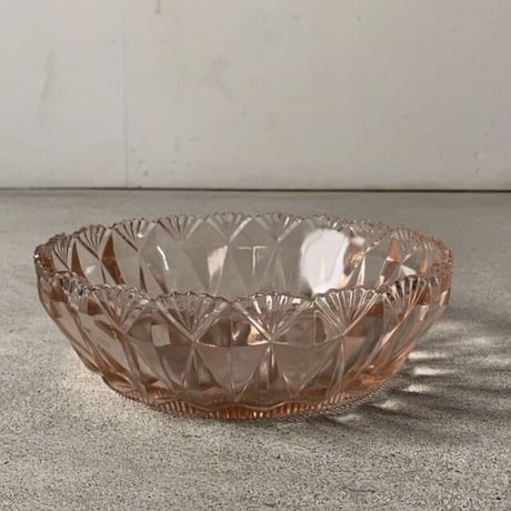 松坂屋 ヴィンテージ プレスガラス 菓子器. ガラス器 幅約20cm 大鉢 素麺器 大正〜昭和初期 アンティーク 気泡ガラス ゆらゆら硝子 デッドストック 完品
