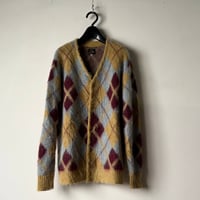 NEEDLES ニードルズ モヘアカーディガン ダイヤ柄 アーガイル マスタード/ボルドー/サックス　size XS メンズ  NEPENTHES ネペンテス 中古美品