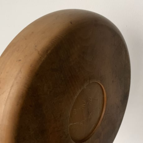 昭和30年 木製 くり抜き盆　小さめサイズ約26cm 木工 工芸品 木製無垢材 民藝 番茶 煎茶 丸盆 キッチンツール