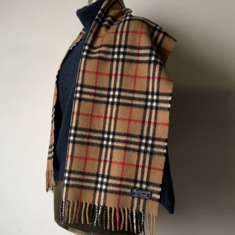 BURBERRYS バーバリーズ  cashmere100% カシミヤ マフラー ベージュノバチェック　70s～80s イギリスヴィンテージ made in Scotland 古着 中古品