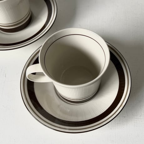 NIKKO ニッコー  オールドカップ&ソーサー箱入6客セット ダークブラウン ライン ジャパンヴィンテージ デッドストック 未使用品