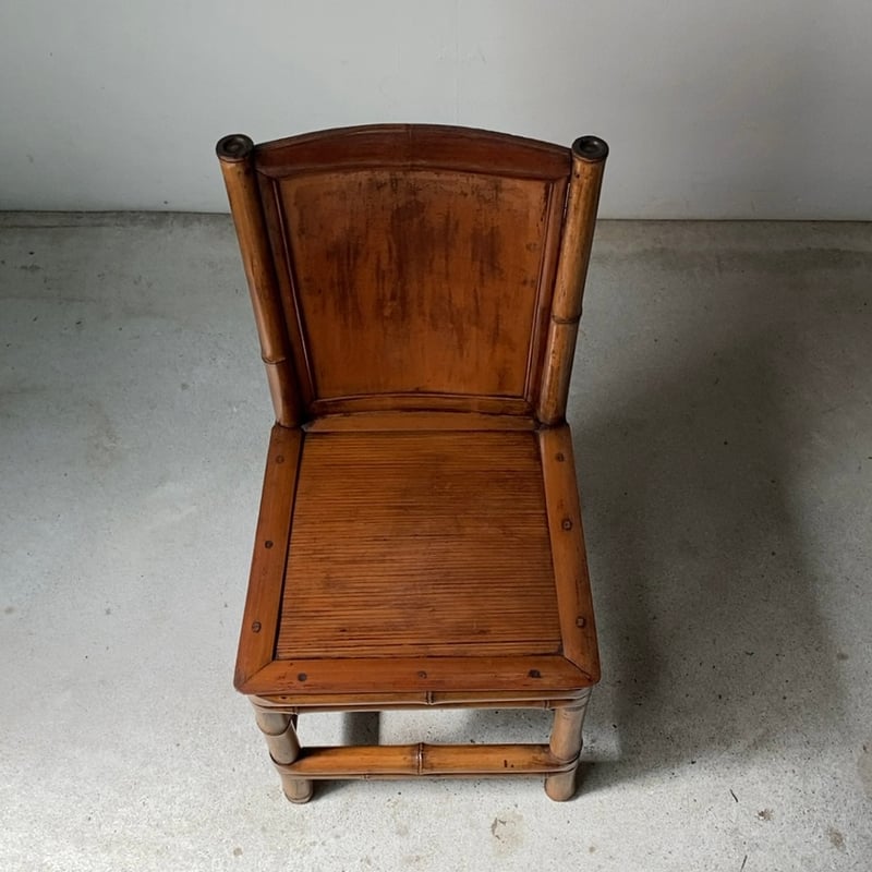 古い竹素材の小さな椅子 アンティークチャイルドハイバックチェア