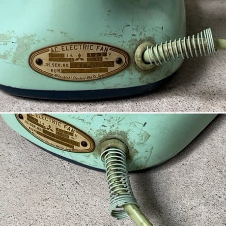 Mitsubishi Electric Mfg.Co.japan 三菱扇風機  AC ELECTRIC FAN   1950〜60年代のオールド三菱  ヴィンテージ家電 ミントグリーン 実用品