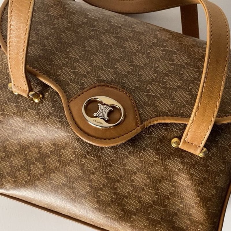 CELINE オールドセリーヌ マカダム ハンドバッグ 幅約22cm