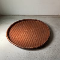 世界の民藝 フィリピン イフガオ族の古い円型の民藝笊(65cm)  ヴィンテージ笊 古篭 平籠 浅籠 網代編み 時代物 フィリピンアンティーク 良品